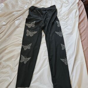 Chic Black Leggings with Rhinestone Accents